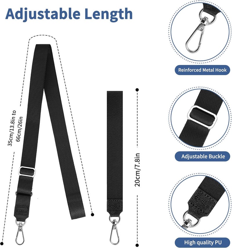 CACOE Phone Lanyard 2 Pcs-1 Pcs Adjustable Neck Strap,1 Pcs Wrist Strap,2 Pads,Universal Crossbody Multifuctional Cell Phone Lanyards Compatible with Most Smartphones(Black) - Image 4